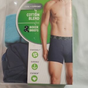 Jockey Cotton Blend Boxer Briefs 2- Light Blue and Dark Blue NWT